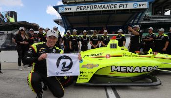 Simon Pagenaud was the fastest in the Top 9 shootout at the Indianapolis Motor Speedway, earning him the pole for the Indy 500