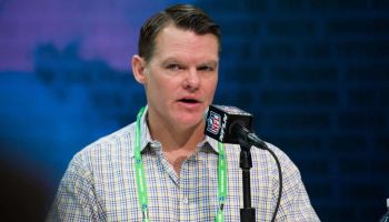 Indianapolis Colts general manager Chris Ballard answers questions from the media during the NFL Scouting Combine