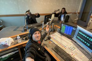 Producer Kyle, Malcolm Jones and Frank Martin in the studio
