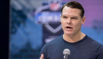 Chris Ballard answers questions at the 2019 NFL Combine