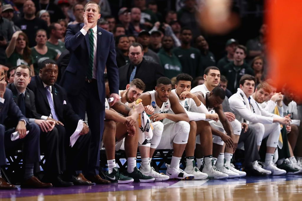 Michigan State assistant coach Dane Fife looks on during a game.