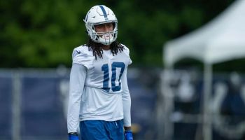 Colts wide receiver Reece Fountain gets ready for practice during the 2019 offseason.