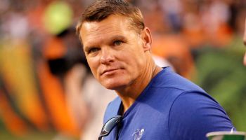 Colts general manager Chris Ballard looks down the sideline during a preseason game against the Bengals in 2018.