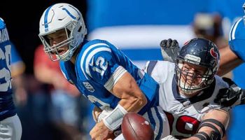 Texans defensive lineman sacks Colts quarterback Andrew Luck on Sunday at Lucas Oil Stadium.