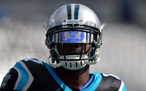 Devin Funchess #17 of the Carolina Panthers against the Tampa Bay Buccaneers during their game at Bank of America Stadium