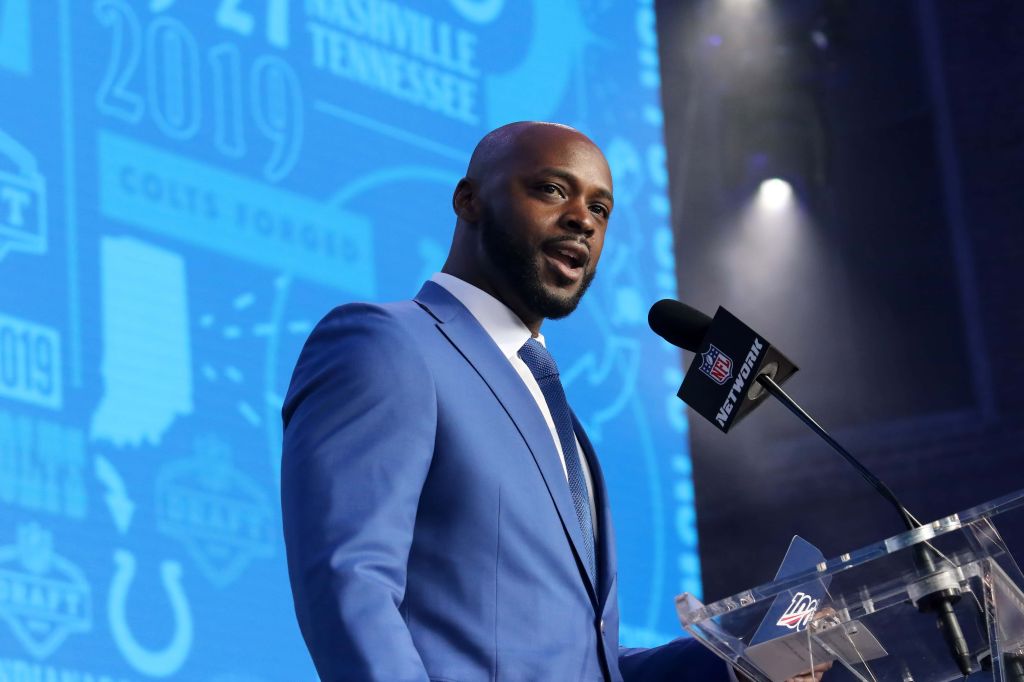 Former Colts Pro Bowl Wide Receiver, Reggie Wayne, announces the Colts second round pick at the 2019 NFL draft in Nashville
