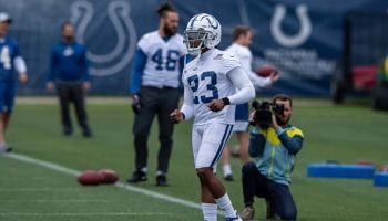 Indianapolis Colts cornerback Kenny Moore II (23) runs through a drill during the Indianapolis Colts OTA on May 21, 2019 at the