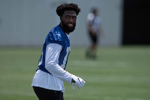 Indianapolis Colts wide receiver Parris Campbell (15) runs through a drill during the Indianapolis Colts Mini Camp