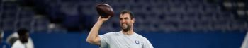 Colts quarterback Andrew Luck warms up before a Week Two preseason game in 2019 at Lucas Oil Stadium.