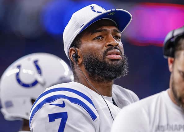 Jacoby Brissett #7 of the Indianapolis Colts is seen during the preseason game against the Cleveland Browns
