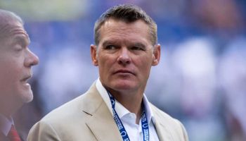 Indianapolis Colts general manager Chris Ballard on the field before the week 3 NFL preseason game