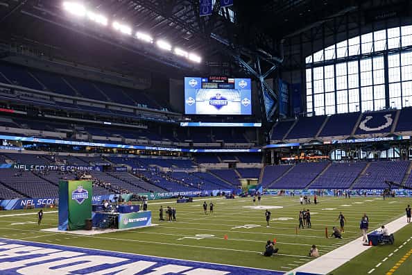 General view of the field during day six of the NFL Combine at Lucas Oil Stadium.