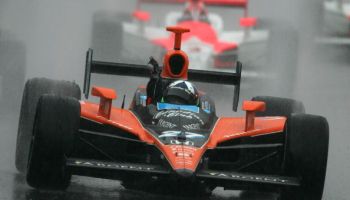 Dario Franchitti driver of the #27 Canadian Club Andretti Green Racing Dallara Honda drives after winning the Indy 500.