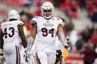 Jeffery Simmons #94 of the Mississippi State Bulldogs walks off the field during a game againstf the Arkansas Razorbacks