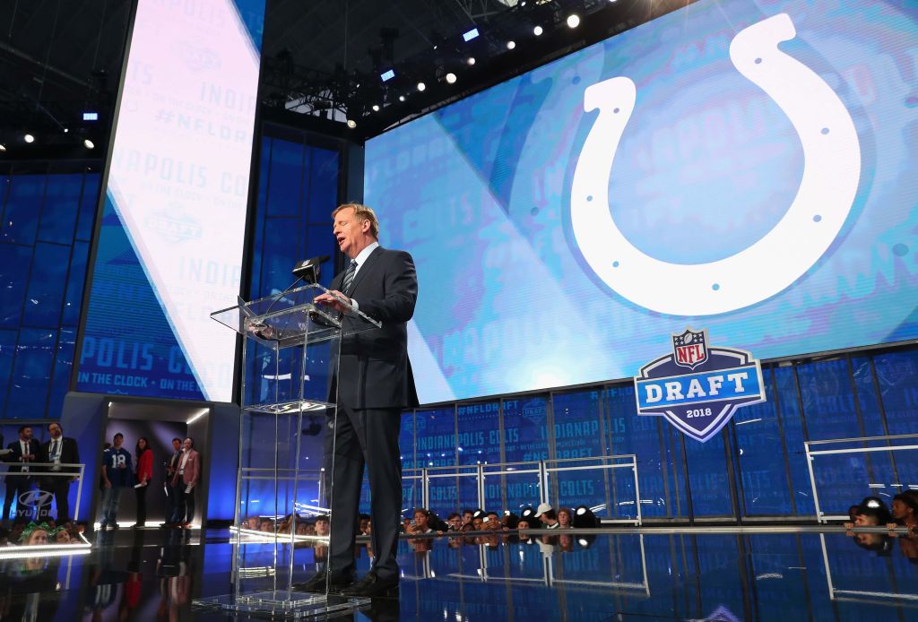 NFL commissioner, Roger Goodell, announces a pick for the Indianapolis Colts in the 2018 NFL Draft