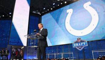 NFL Commissioner Roger Goodell announces a pick by the Indianapolis Colts during the first round of the 2018 NFL Draft.