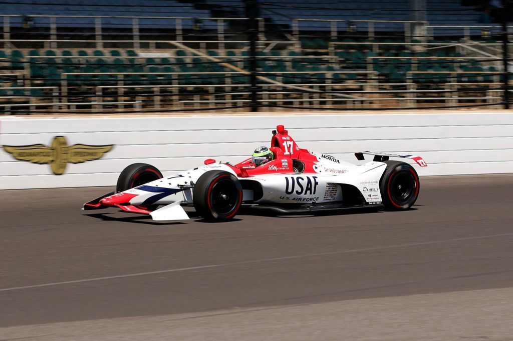 Conor Daly practices in his Indy car ahead of the 2018 Indy 500