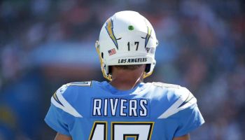 Philip Rivers #17 of the Los Angeles Chargers is seen during the game against the Denver Broncos at Dignity Health Sports Park