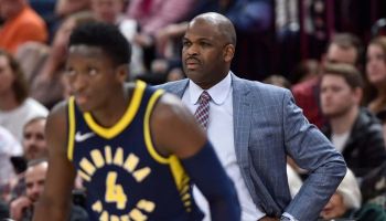 Pacers head coach Nate McMillan looks on as his team plays.