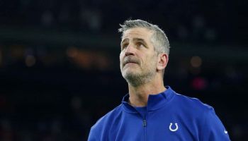Colts head coach Frank Reich looks up in a 2018 game.