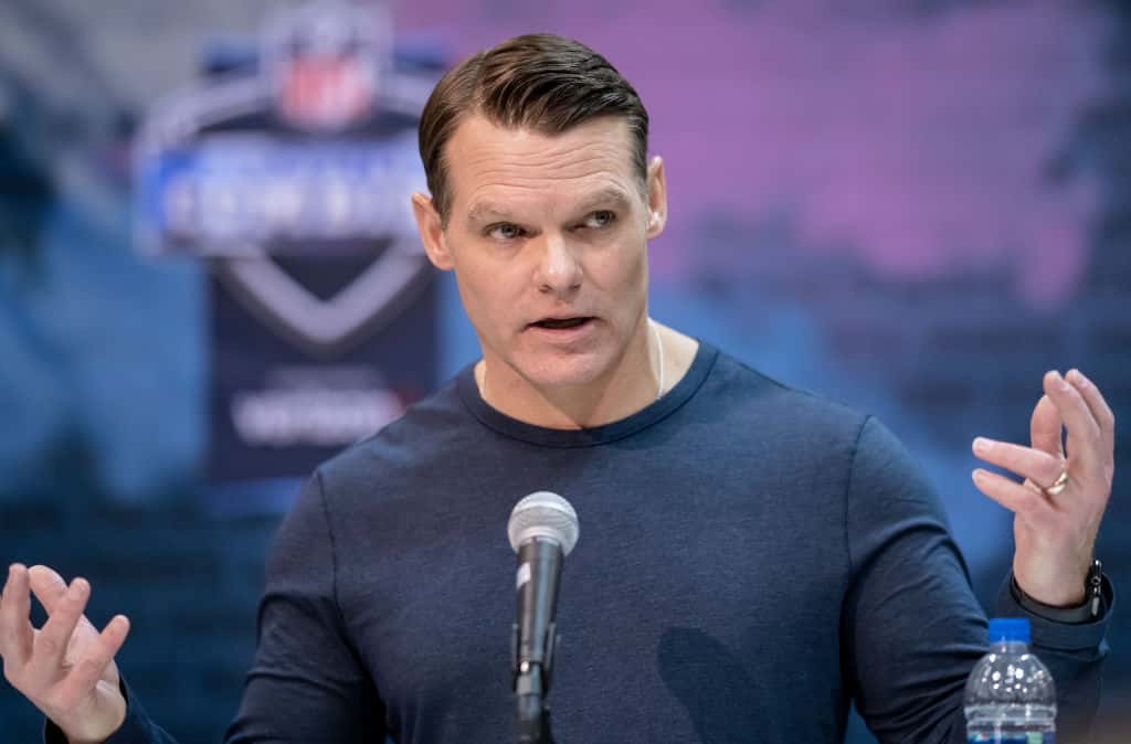 Colts GM Chris Ballard meets the media during the 2020 Combine.