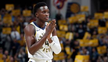 Pacers guard Victor Oladipo plays in a 2020 game.