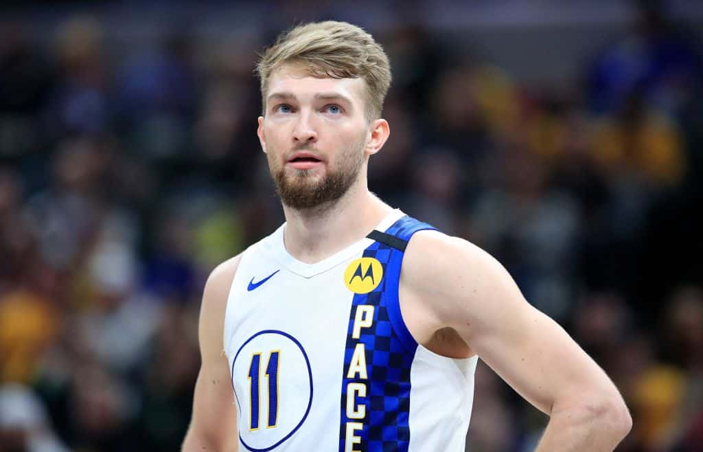Domantas Sabonis #11 of the Indiana Pacers watches the action against the Milwaukee Bucks at Bankers Life Fieldhouse on February 12, 2020 in Indianapolis, Indiana