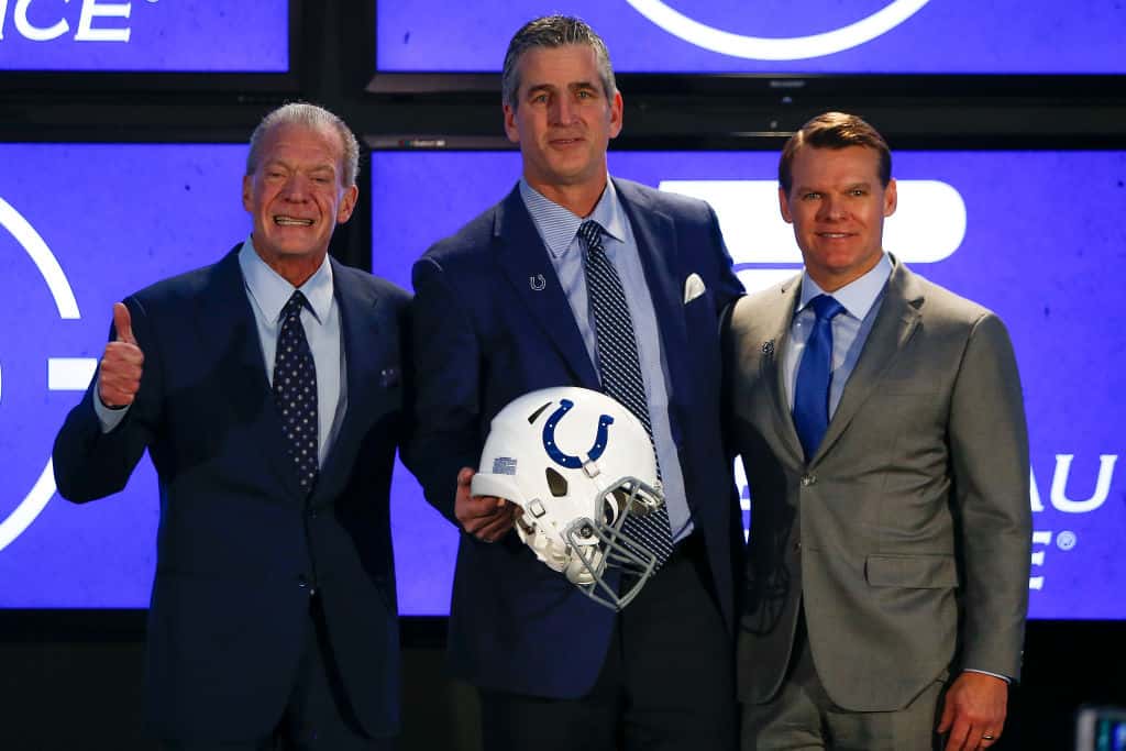 Colts brass at the press conference of Frank Reich.