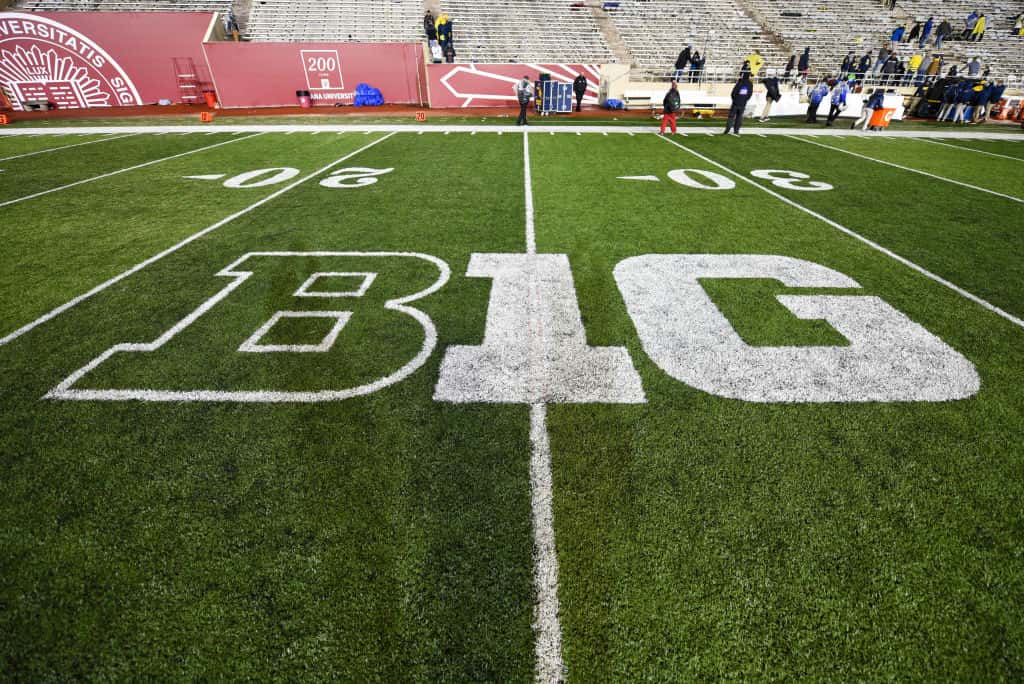The Big Ten Conference logo at Memorial Stadium following a college football game between the Michigan Wolverines and Indiana Hoosiers