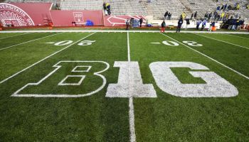 The Big Ten Conference logo at Memorial Stadium following a college football game between the Michigan Wolverines and Indiana Hoosiers