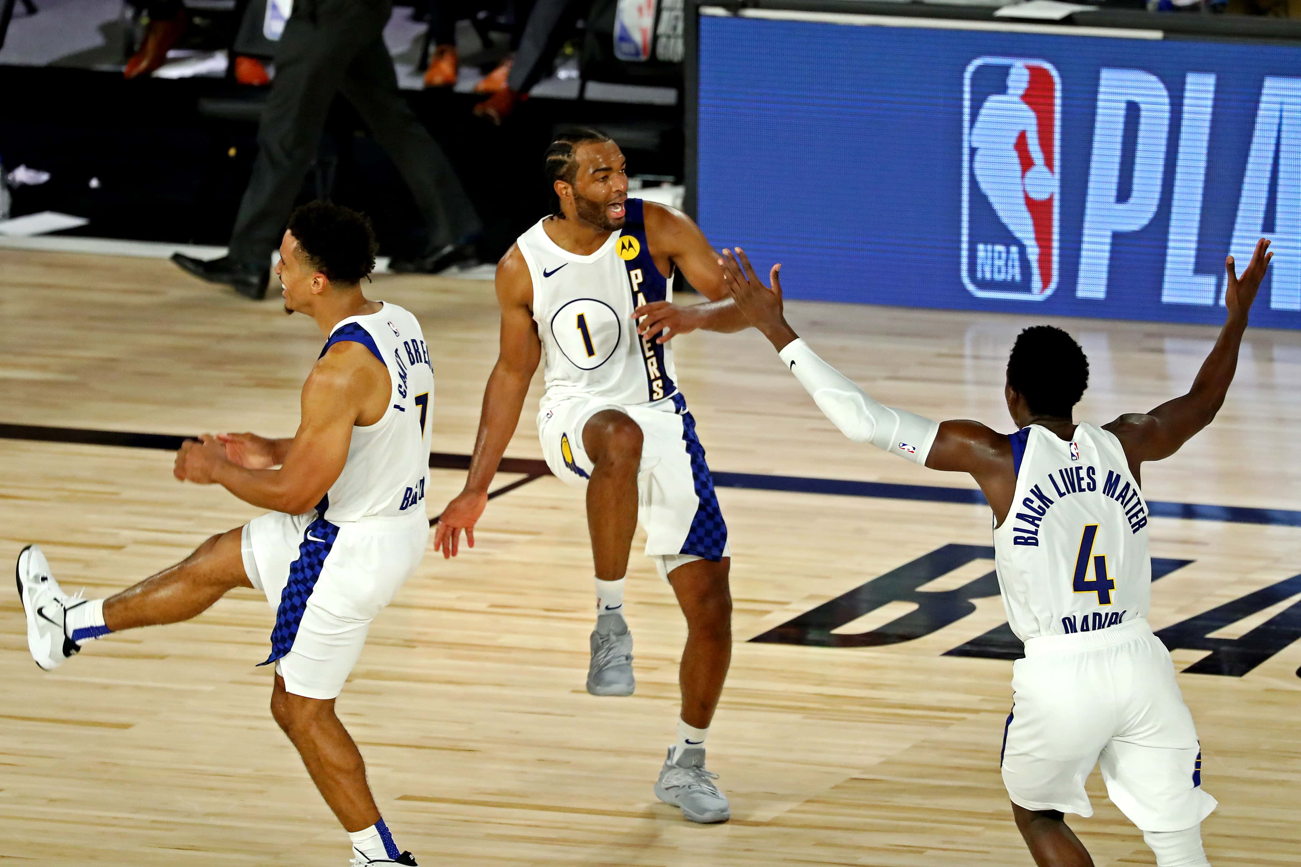 Malcolm Brogdon, TJ Warren, and Victor Oladipo Dancing on the court
