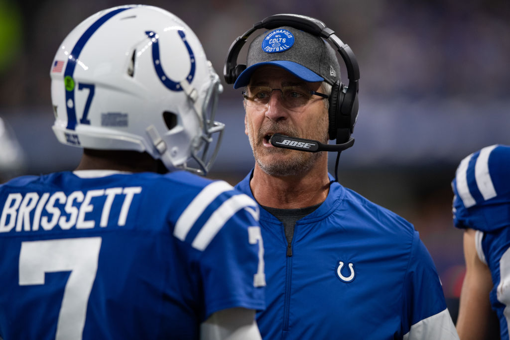 Colts head coach Frank Reich looks on during the 2019 season.