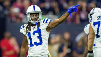 Colts wideout T.Y. Hilton points first down.