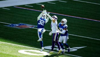 Colts safety Julian Blackmon knocks away a pass in Week Two of 2020.