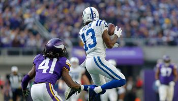 Colts wideout T.Y. Hilton makes a catch against the Vikings.
