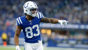 Colts wideout Marcus Johnson line up.