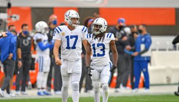 Colts T.Y. Hilton walks with Philip Rivers