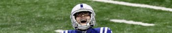 Colts kicker Rodrigo Blankenship reacts after his game-winning FG.