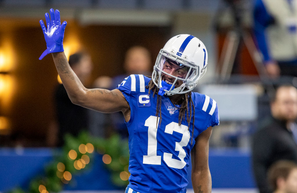 Colts WR-T.Y. Hilton waves to the crowd.