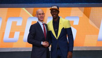 Pacers guard Caris LeVert gets drafted in 2016.