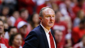 Thad Matta coaches on the sideline against the Indiana Hoosiers