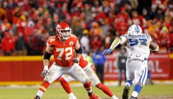 Chiefs offensive tackle Eric Fisher blocks against the Colts.