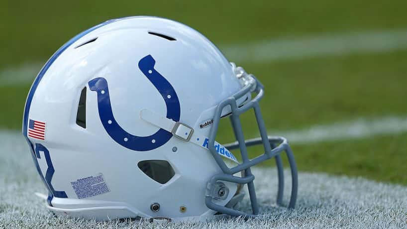 A photo of the Indianapolis Colts helmet