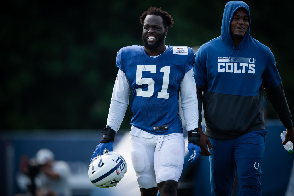 Colts DE-Kwity Paye smiles at practice.