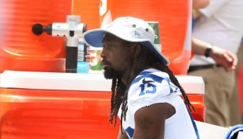 Colts WR-T.Y. Hilton looks on from the bench.