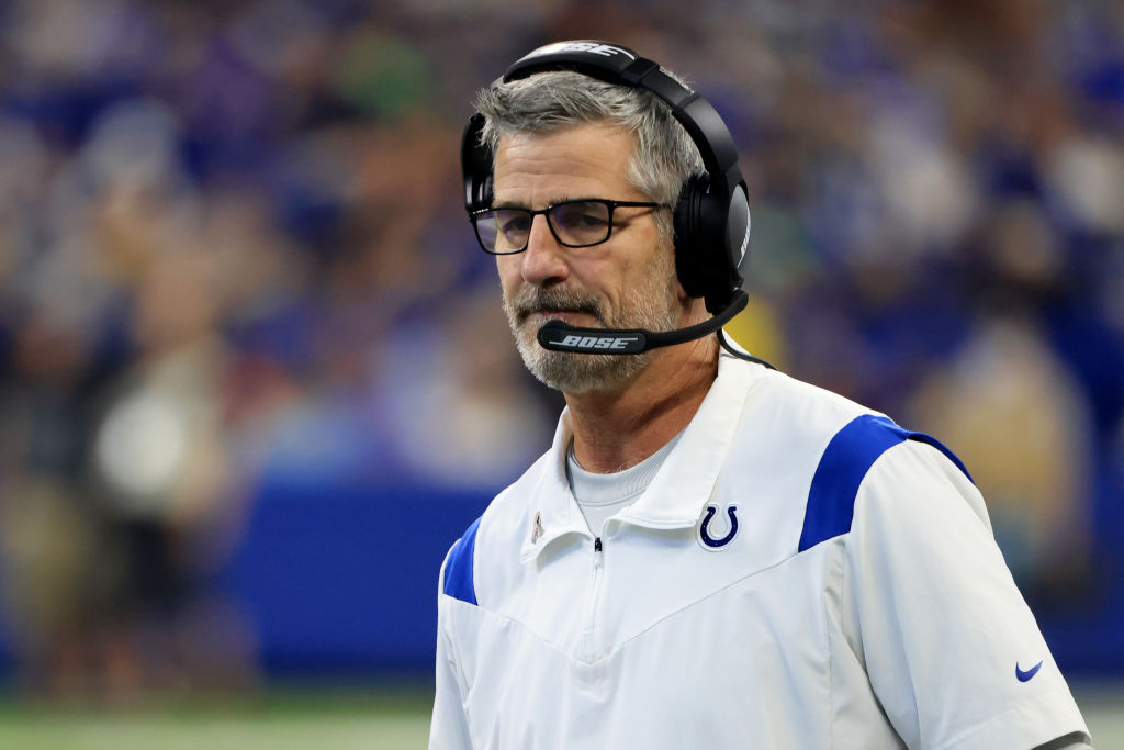 INDIANAPOLIS, INDIANA - SEPTEMBER 12: Head coach Frank Reich of the Indianapolis Colts on the sidelines in the game against the Seattle Seahawks at Lucas Oil Stadium on September 12, 2021 in Indianapolis, Indiana. (Photo by Justin Casterline/Getty Images)