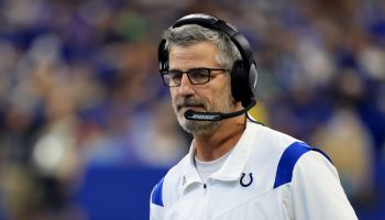 INDIANAPOLIS, INDIANA - SEPTEMBER 12: Head coach Frank Reich of the Indianapolis Colts on the sidelines in the game against the Seattle Seahawks at Lucas Oil Stadium on September 12, 2021 in Indianapolis, Indiana. (Photo by Justin Casterline/Getty Images)