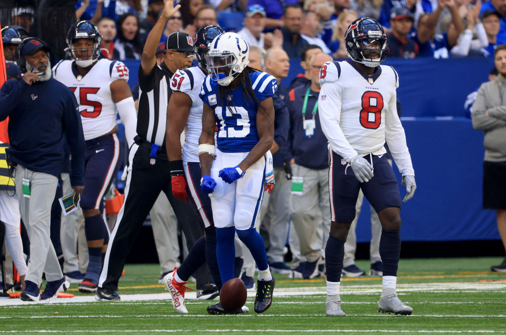 Colts WR-T.Y. Hilton reacts after a big play.