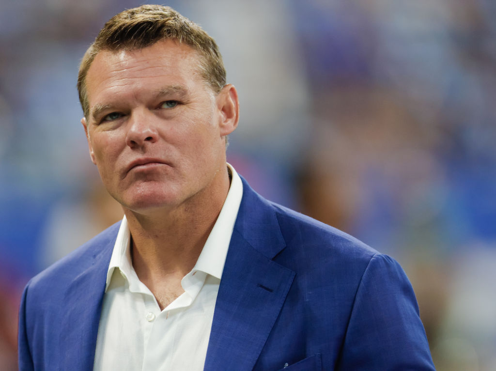 Colts GM-Chris Ballard walks down the sideline before the game starts.