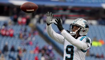 Stephon Gilmore catches a pass as a member of the Carolina Panthers